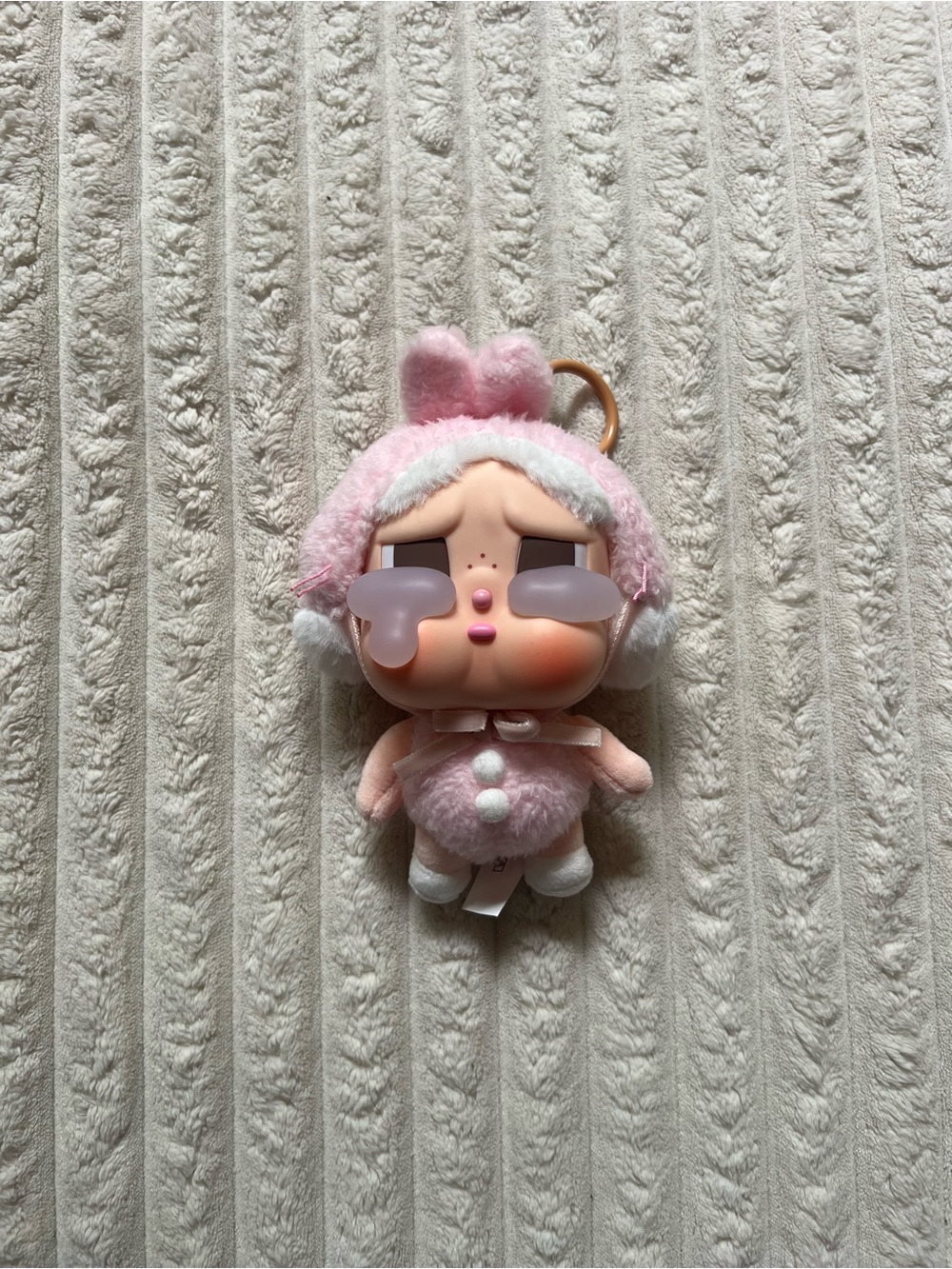 Cute Pink Bunny Plush Keychain CRYBABY